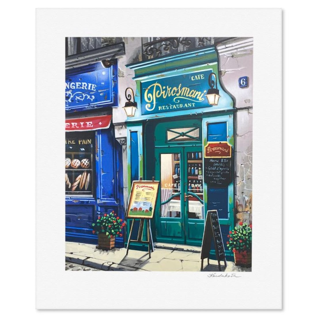 Liudmila Kondakova, "Le Petit Cafe (Parisian Memories)" Limited Edition Serigraph, Numbered and Hand: Le Petit Cafe (Parisian Memories) is a limited edition serigraph on paper by Liudmila Kondakova, hand signed by the artist. Includes Letter of Authenticity. Measures approx. 20" x 16" (border), 15" x 