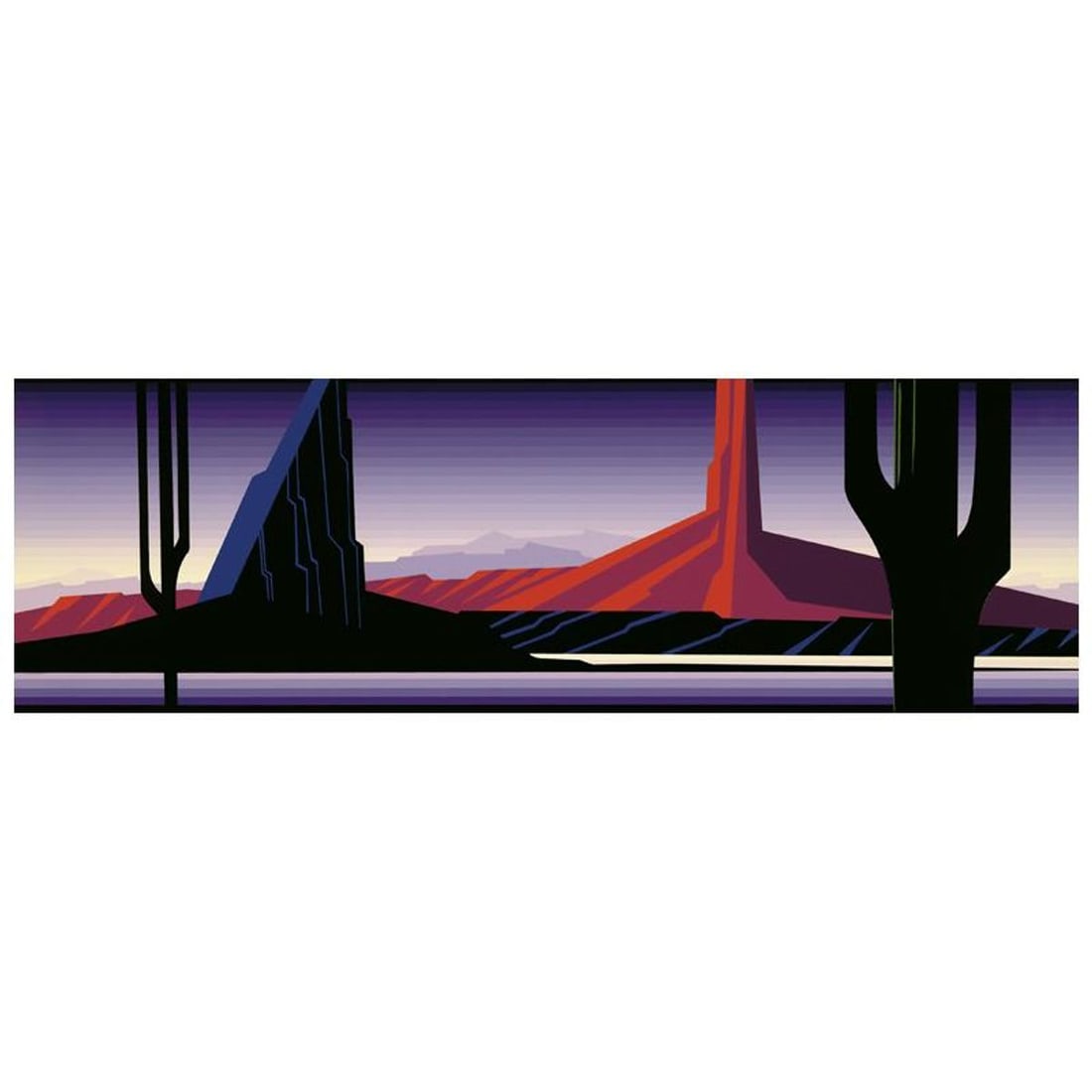 Eyvind Earle (1916-2000), "Beneath the Silent Sky" Limited Edition Serigraph. Hand Signed and: Beneath the Silent Sky is a limited edition serigraph on paper by Eyvind Earle (1916-2000). The piece is numbered, hand-signed by the artist, and accompanied by a certificate of authenticity. Measures