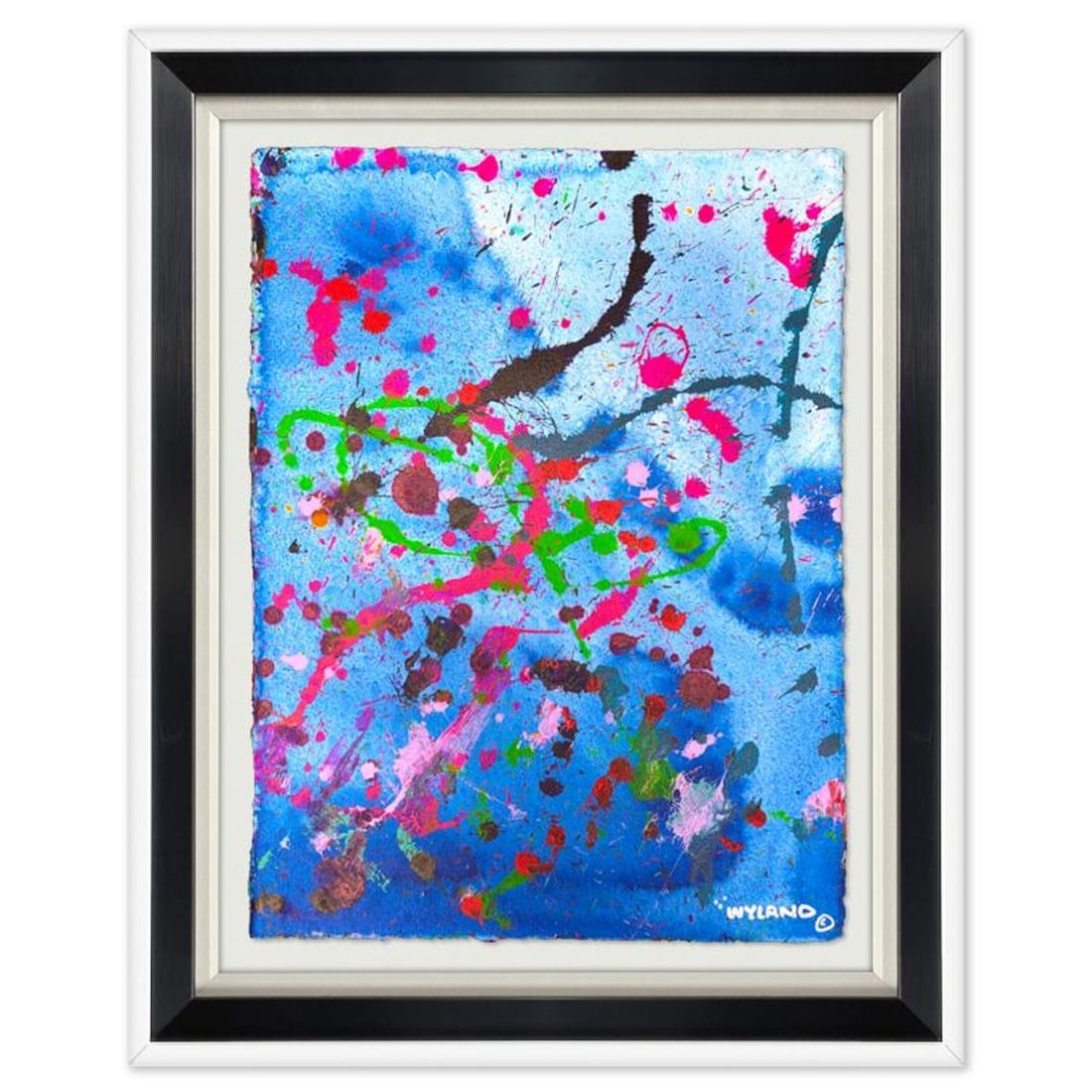 Wyland, "Untitled Abstract" Framed Original Painting on Paper, Hand Signed with Letter of: This is an original watercolor painting on paper by Wyland, hand signed by the artist. This piece comes custom framed. Includes Letter of Authenticity. Measures approximately 38.5" x 31" x (framed), 3