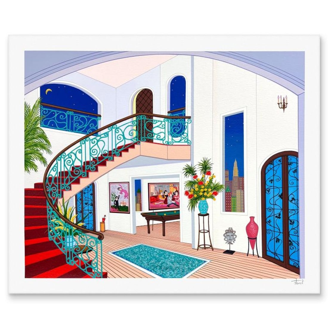 Fanch Ledan, "Interior with Toulouse" Limited Edition Serigraph, AP Numbered and Hand Signed with: Interior with Toulouse is a limited edition serigraph on paper by Fanch Ledan, AP numbered and hand signed by the artist. Includes Letter of Authenticity. Measures approx. 19.5" x 23.5" (border), 17" 