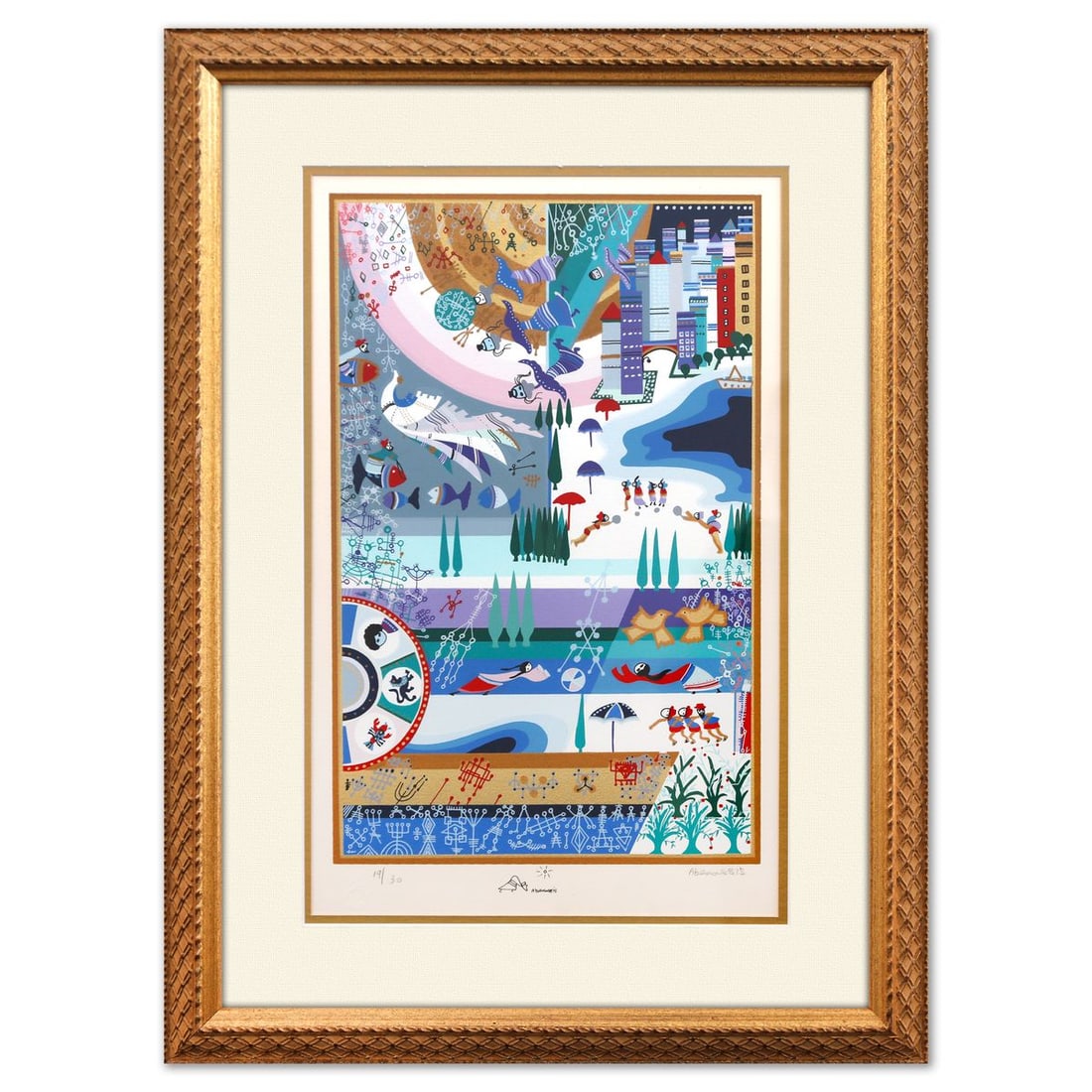 Raphael Abecassis- Serigraph: Artist: Raphael Abecassis. Medium: Serigraph. Size: 21" x 14". Measures approx. 30" x 22" (framed). Signature: Hand Signed and Numbered. Certificate of Authenticity: Is included. Additional: 19/30. Re