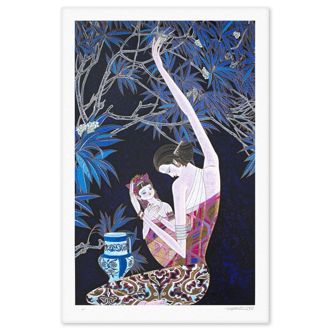 Ting Kuang- Silkscreen "Heart to Heart": Artist: Ting Kuang. Medium: Silkscreen. Title: Heart to Heart. Size: 49" x 33". Signature: Hand signed and numbered. Reference#: 74867.