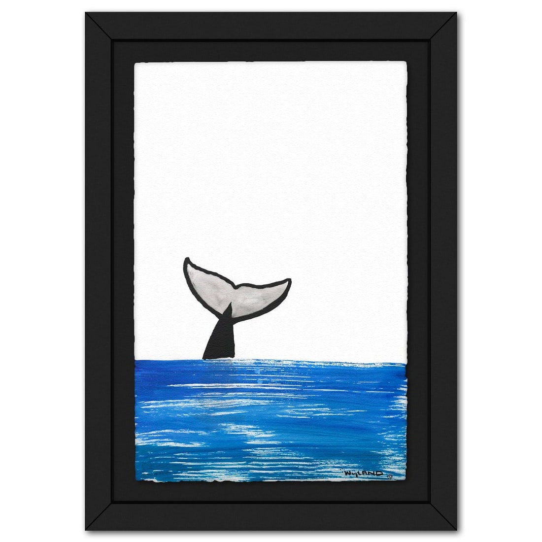 Wyland- Original Sumi Ink Painting "Whale Tail": Artist: Wyland. Medium: Original Sumi Ink Painting. Title: Whale Tail. Size: 40" x 26". Measures approx. 49" x 35" (framed). Signature: Hand signed by the artist. Certificate of Authenticity: Is inclu