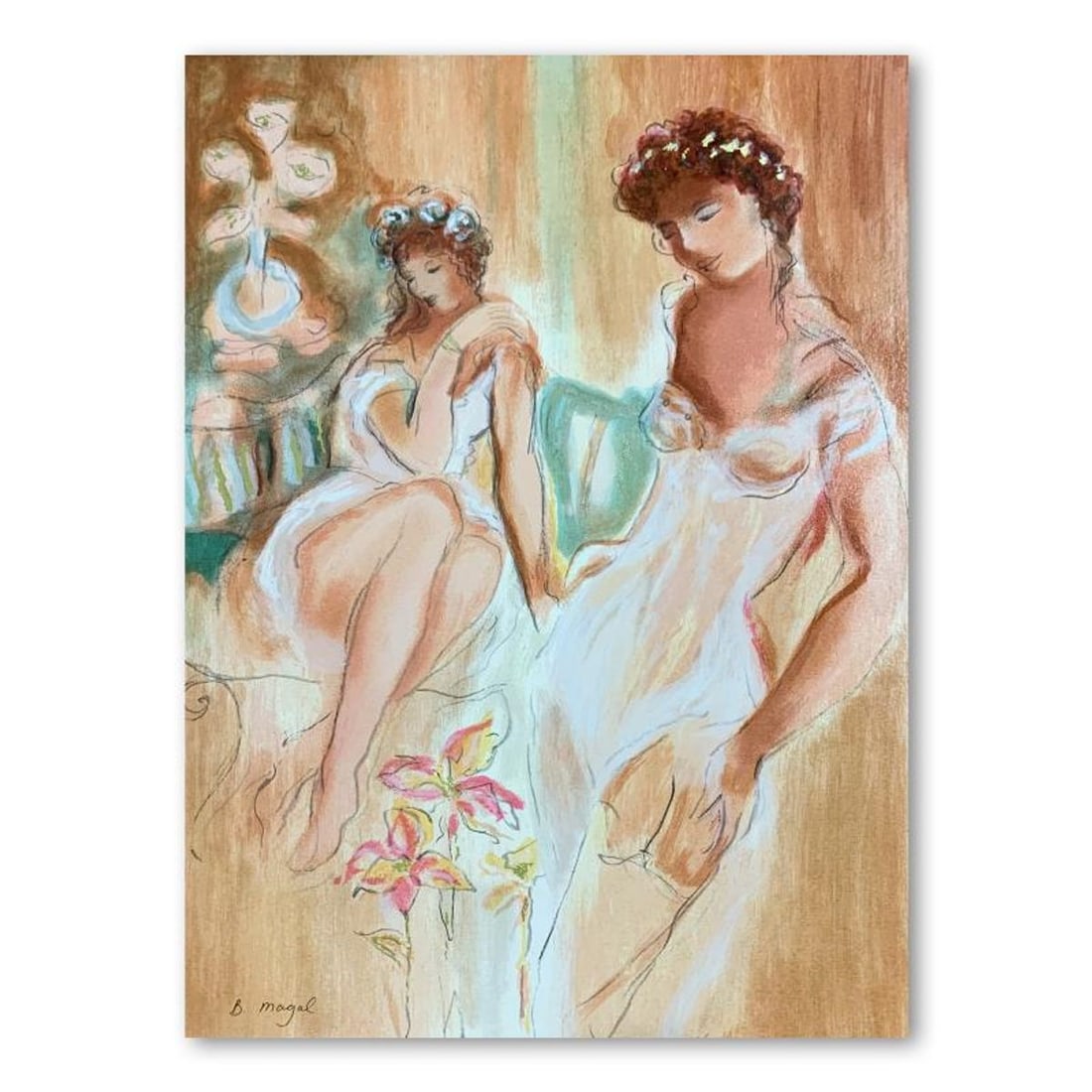 Batia Magal, "Sister" Hand Signed Limited Edition Serigraph on Paper with Letter of Authenticity.: Sister is a limited edition serigraph on paper by Batia Magal. It is numbered and hand signed and includes a letter of authenticity. Measures approximately 28.5" x 19" (image). Reference#: 91680.