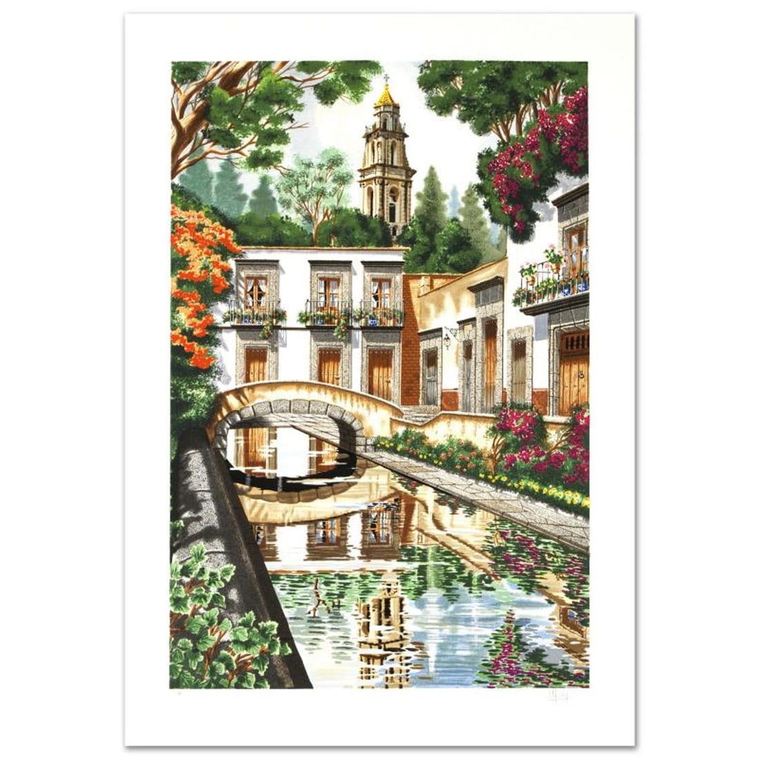 Reflections Limited Edition Serigraph by Juan Medina, Numbered and Hand Signed with Certificate of: Reflections is a limited edition serigraph on paper, numbered and hand signed by Juan Medina. Includes Certificate of Authenticity! Measures approx. 26" x 37.5" (with border), 21" x 32" (image). Refer