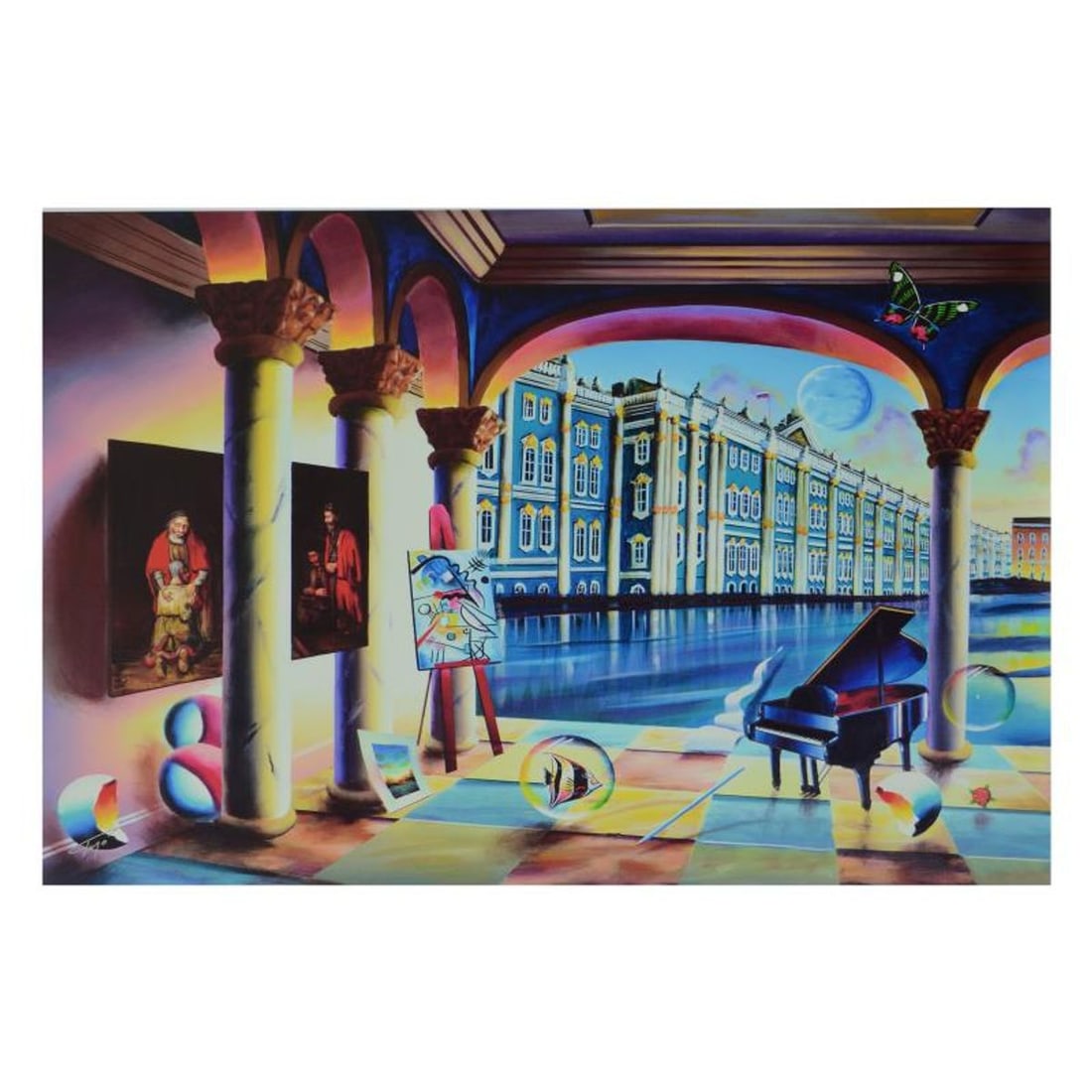 Ferjo, "View of the Hermitage" Limited Edition on Canvas, Numbered and Signed with Letter of: View of the Hermitage is a limited edition giclee on canvas, bearing Ferjo's authorized signature. Includes Letter of Authenticity. Measures approx. 36" x 24" (image). This item requires special handl