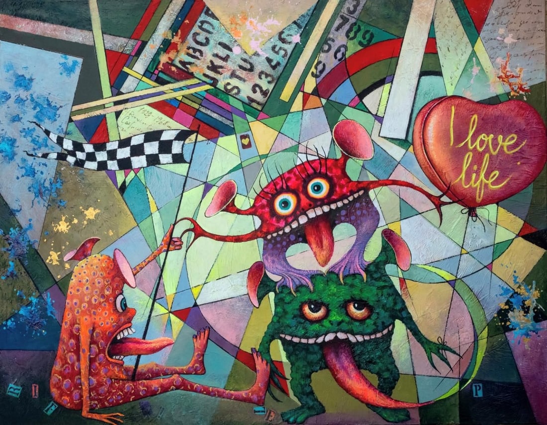 Mark Braver- Original Painting on canvas "I Love life": Artist: Mark Braver. Medium: Original Painting on canvas. Title: I Love life. Size: 33" x 43". Signature: Signed. Reference#: 34461.