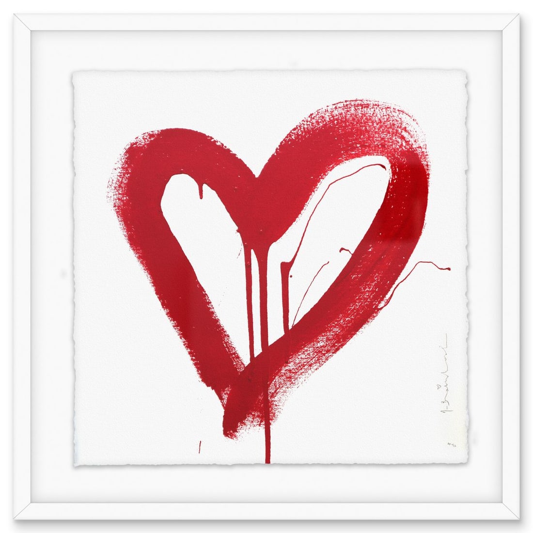 Mr. Brainwash- Silkscreen "Love HeART (Red)": Artist: Mr. Brainwash. Medium: Silkscreen. Title: Love HeART (Red). Size: 22" x 22". Measures approx. 29" x 29" (framed). Signature: Hand signed and numbered. Certificate of Authenticity: Is