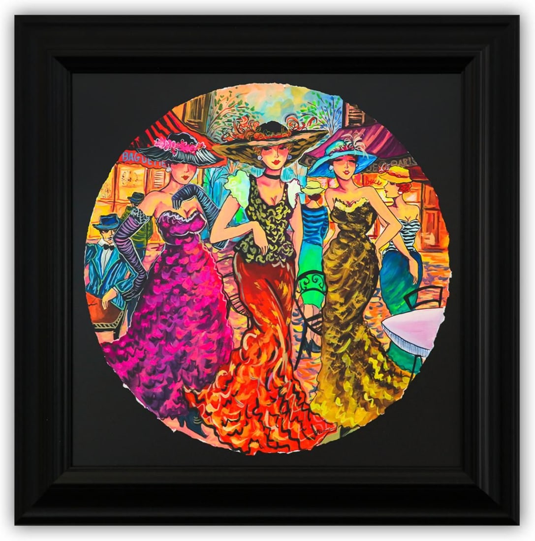 Patricia Govezensky- Original Watercolor "Coco in Paris": Artist: Patricia Govezensky. Medium: Original Watercolor. Title: Coco in Paris. Size: 22" x 22". Measures approx. 30" x 30" (framed). Signature: Hand Signed by the artist. Certificate of