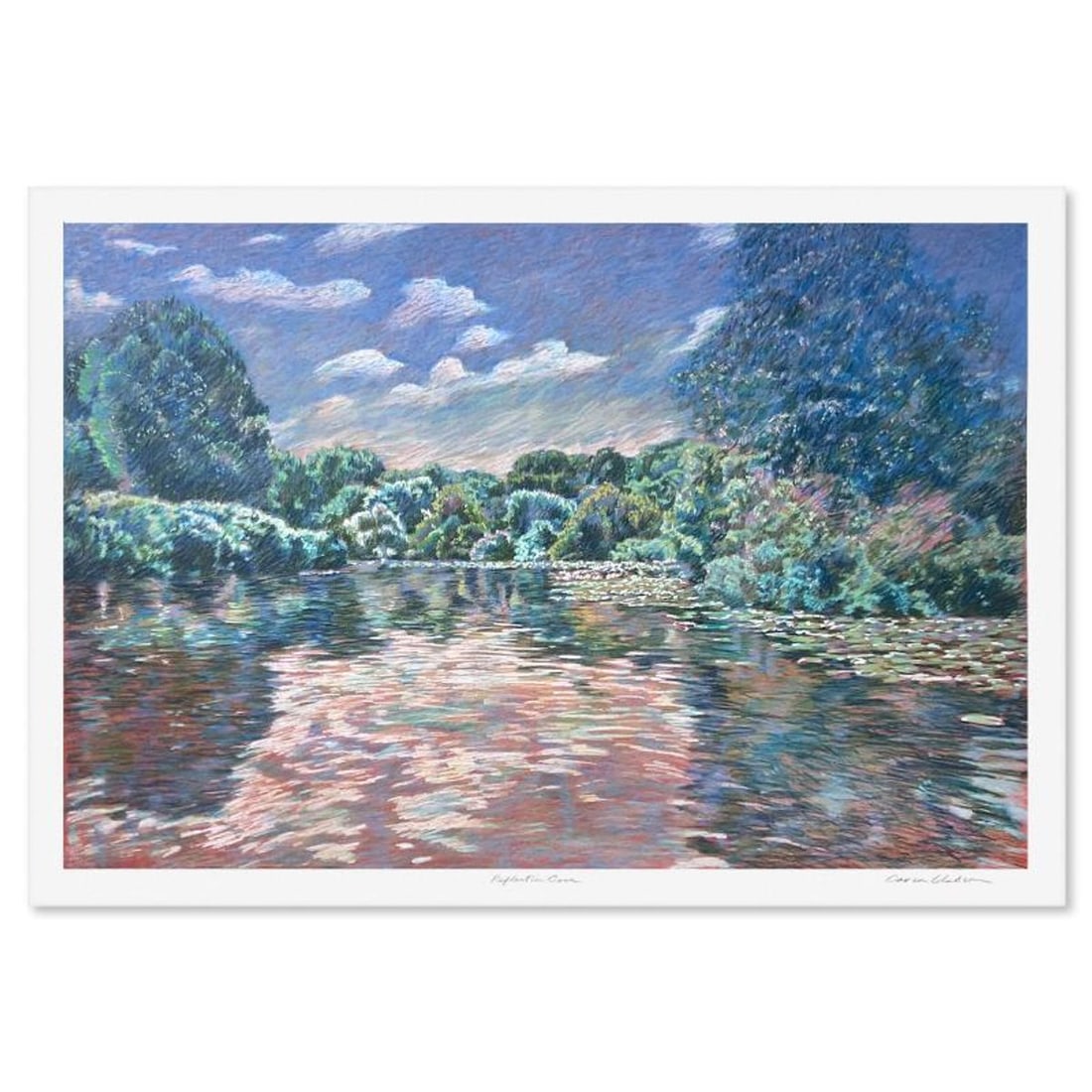 Carson Gladson (1940-2023), "Reflection Cove" Limited Edition Printers Proof Serigraph, Numbered and: Reflection Cove is a limited edition printers proof serigraph on paper by Carson Gladson (1940-2023), numbered and hand signed by the artist. Includes Letter of Authenticity. Measures approx. 39" x 57