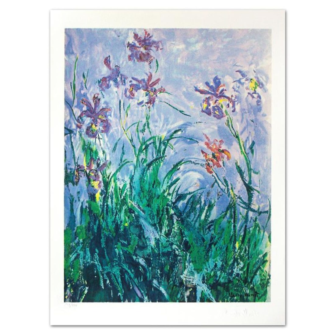 Claude Monet (1840-1926), "Iris" Limited Edition Lithograph with Letter of Authenticity.: Iris is a limited edition lithograph on paper by Claude Monet. Printed by Atelier Tete a Tete in Paris and authorized by the Monet Estate and ADAGP Paris , the piece is plate signed and comes with a l