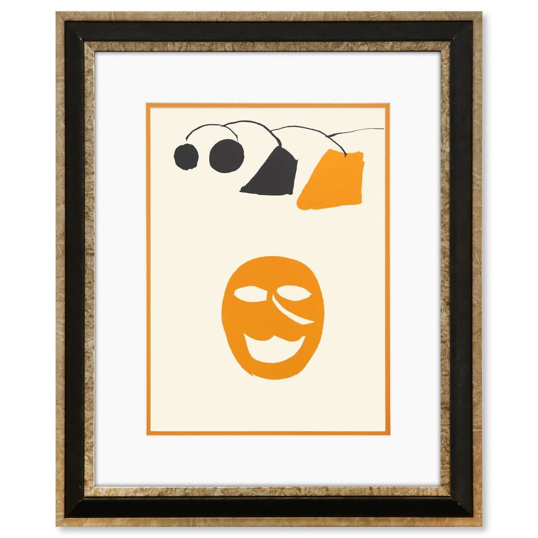 Alexander Calder- Lithograph "DLM221 - MASQUE JAUNE": Artist: Alexander Calder. Medium: Lithograph. Title: DLM221 - MASQUE JAUNE. Size: 15" x 11". Measures approx. 23" x 19" (framed). Certificate of Authenticity: Is included. Reference#: 45370.