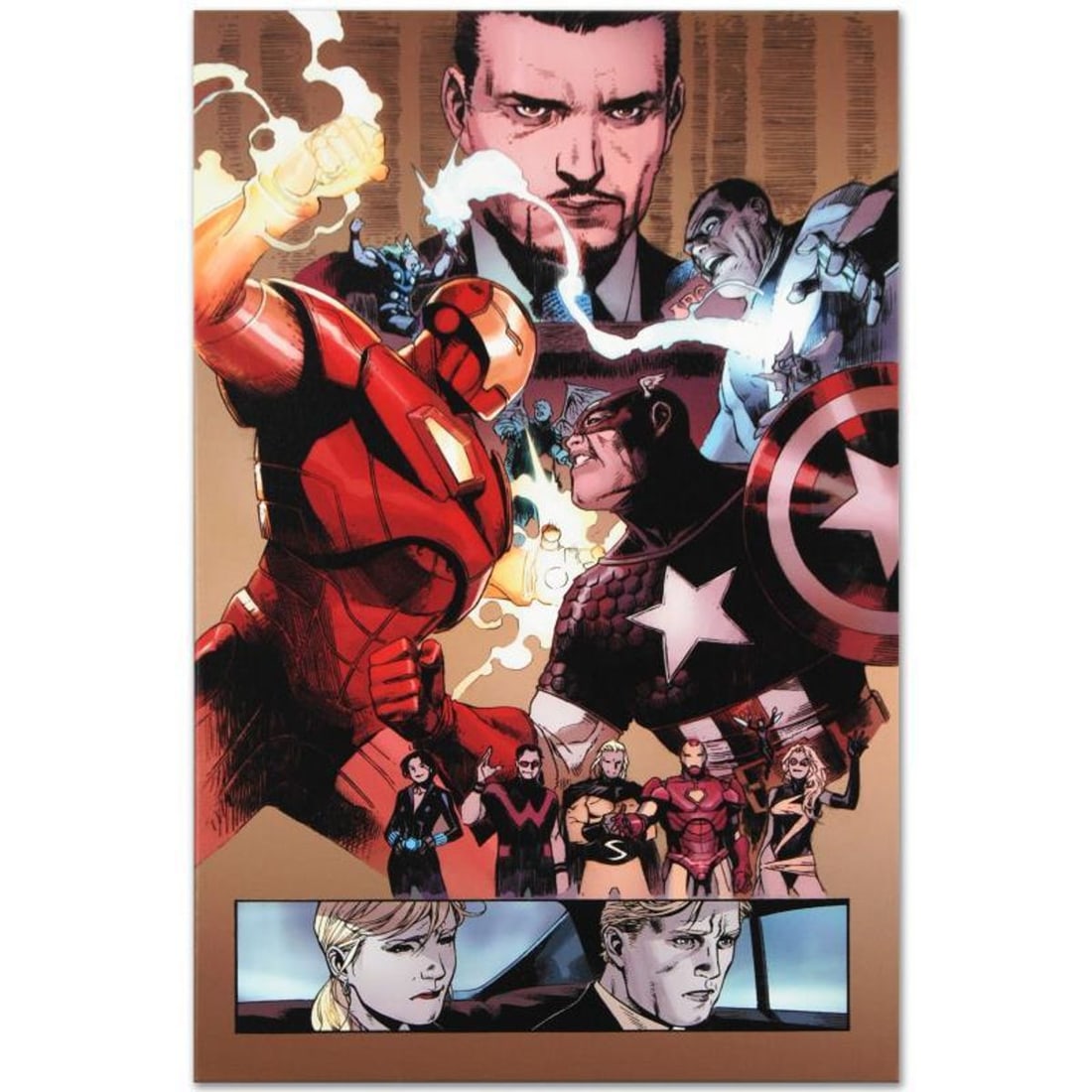 Marvel Comics "New Avengers #48" Numbered Limited Edition Giclee on Canvas by Billy Tan with COA.: A piece of comic book history, this limited edition, from original art by Billy Tan, depicts Wolverine, Spider Woman, Captain America, and Ronin. Billy Tan grew up in Malaysia and moved to the United 
