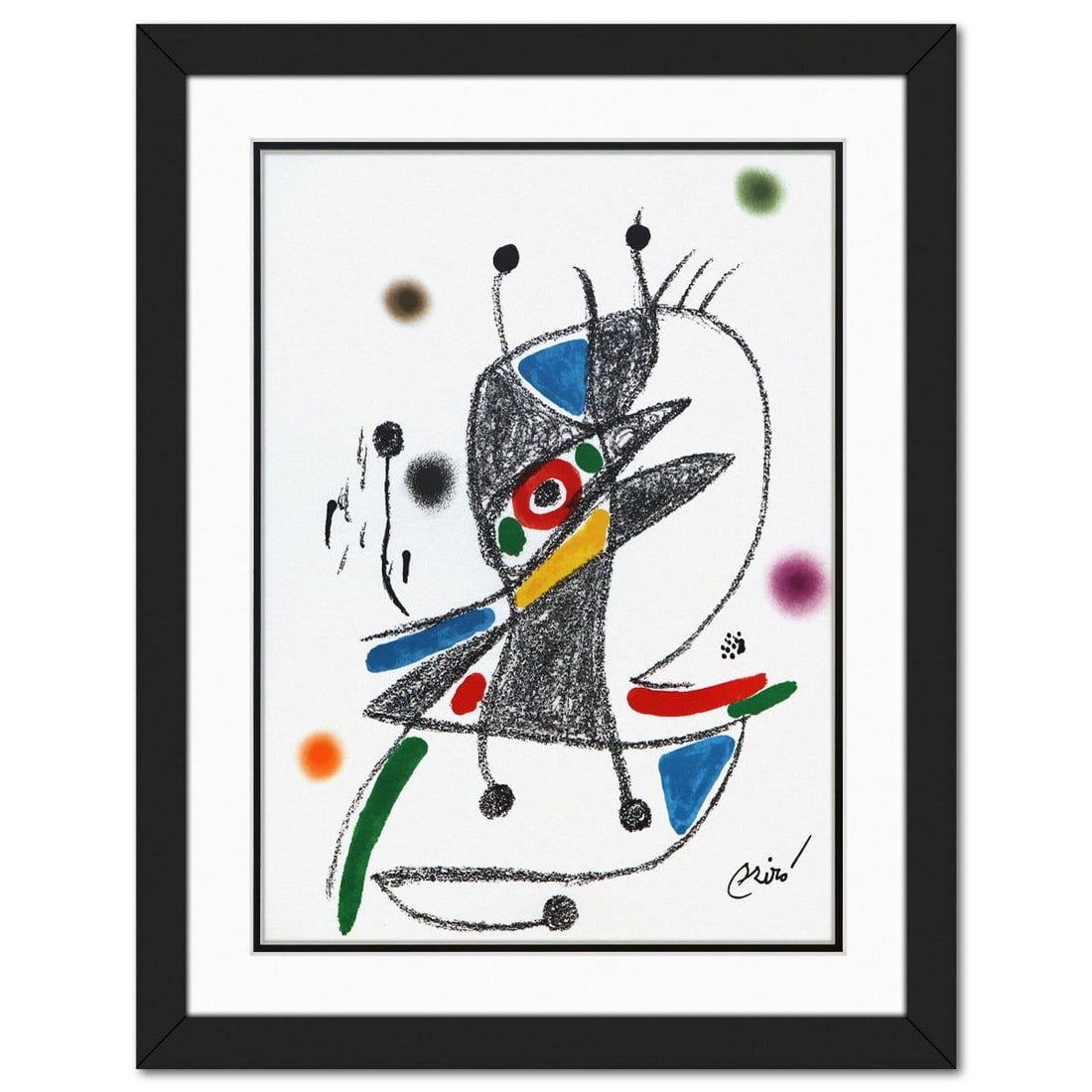 After Joan Miro- Lithograph on light wove paper "Maravillas con variaciones acrosticas 02": Artist: After Joan Miro. Medium: Lithograph on light wove paper. Title: Maravillas con variaciones acrosticas 02. Size: 19" x 14". Measures approx. 25" x 20" (framed). Signature: Signed in the plate. 