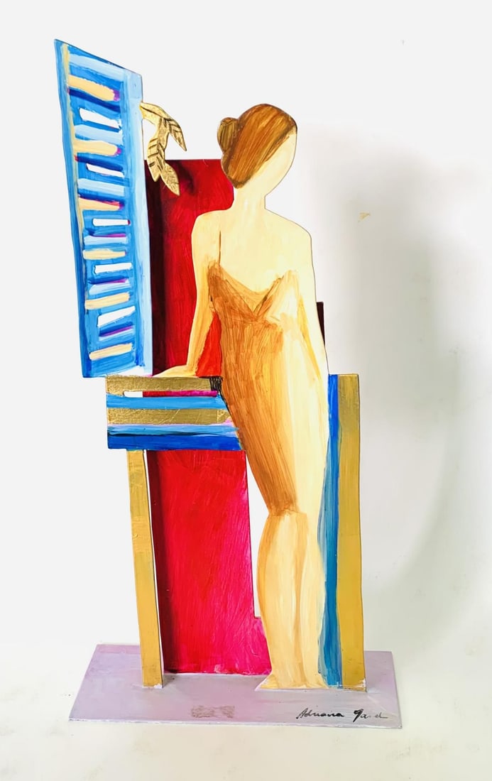 Adriana Naveh- Hand painted metal sculpture: Artist: Adriana Naveh. Medium: Hand painted metal sculpture. Size: 12" x 24". Signature: Signed. Additional: Size: 12x24x4". Reference#: 28385.