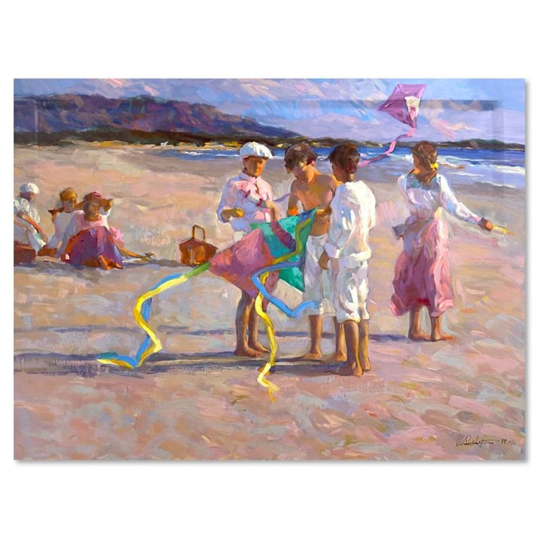 Don Hatfield, "Flying Kites" Limited Edition Printer's Proof on Canvas, Numbered 11/11 and Hand (1 of 2)