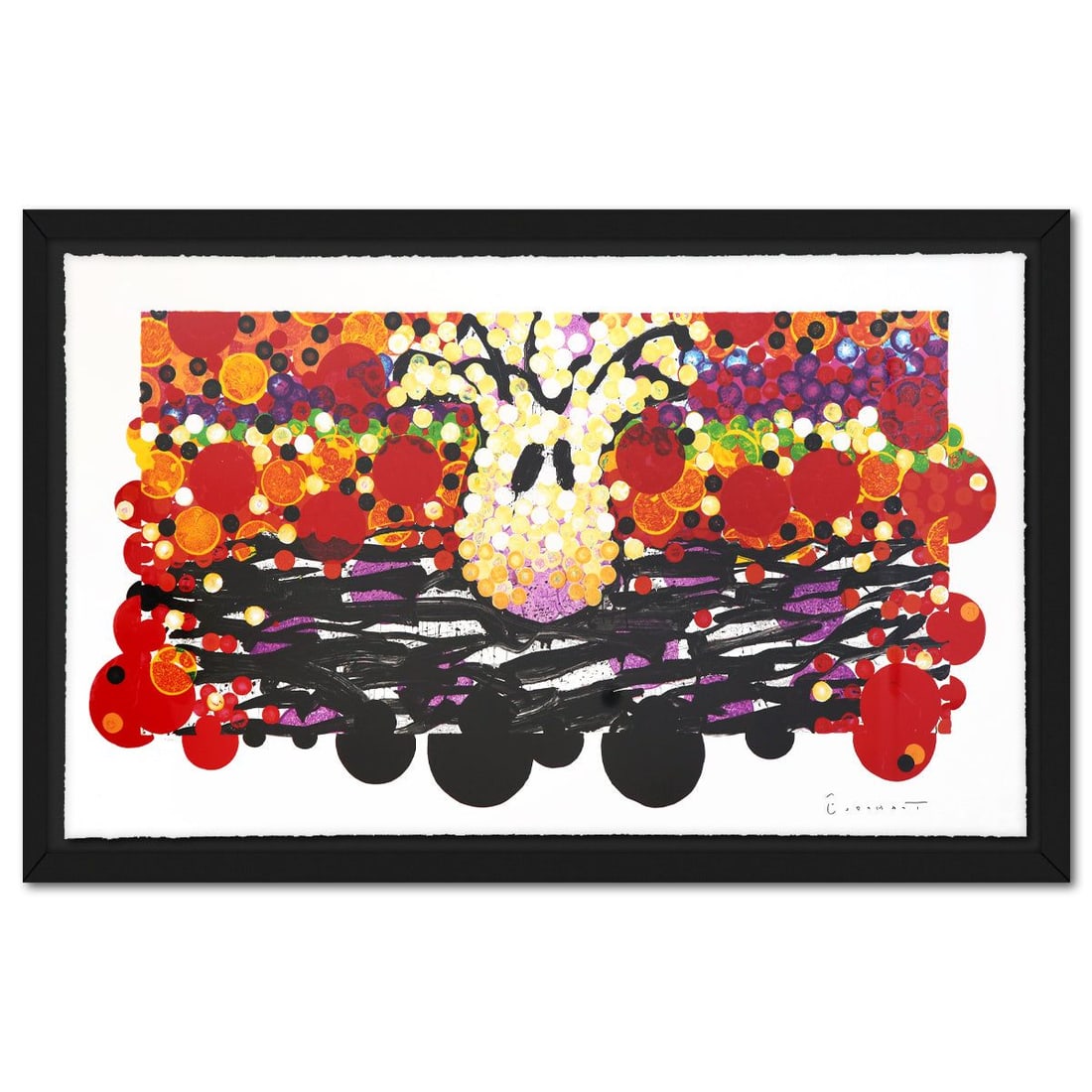 Tom Everhart- Hand Pulled Original Lithograph "Calmly Insane In My Nest": Artist: Tom Everhart. Medium: Hand Pulled Original Lithograph. Title: Calmly Insane In My Nest. Size: 32" x 54". Measures approx. 36" x 59" (framed). Signature: Hand signed and numbered. Certificate o