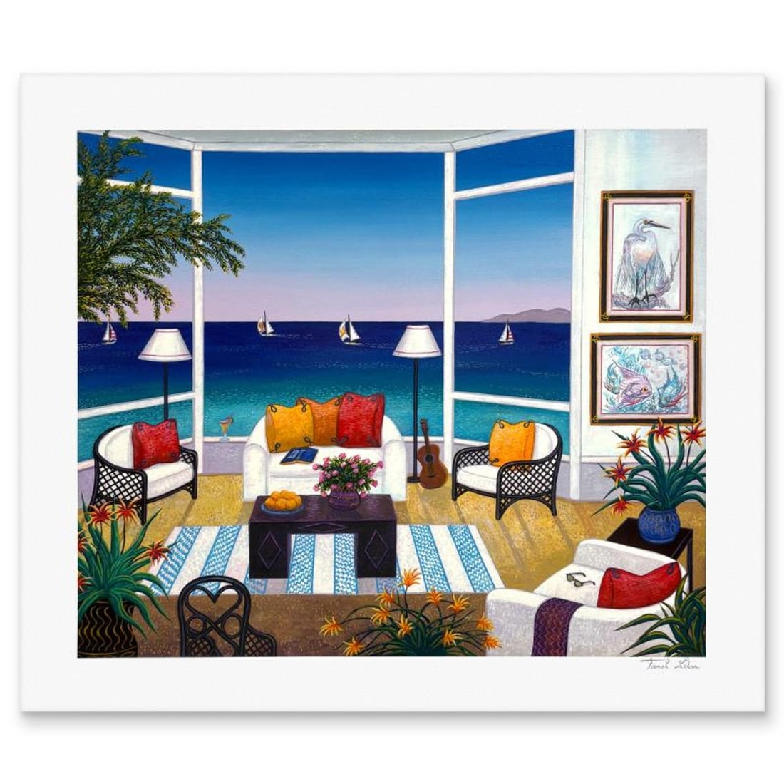 Fanch Ledan, "Brise Tropicale" Limited Edition Serigraph, AP Numbered and Hand Signed with Letter of: Brise Tropicale is a limited edition serigraph on paper by Fanch Ledan, AP numbered and hand signed by the artist. Includes Letter of Authenticity. Measures approx. 22" x 25.5" (border), 18" x 21.5" (