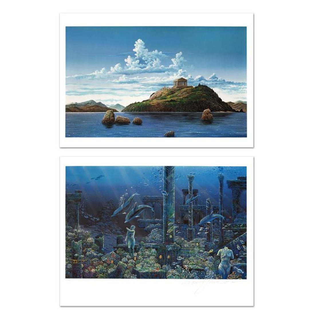 Robert Lyn Nelson, "Athenian Odyssey" Limited Edition Mixed Media Diptych, Numbered and Hand Signed: Athenian Odyssey is a limited edition mixed media diptych on paper by Robert Lyn Nelson, numbered and hand signed by the artist! Includes letter of Authenticity! Measures approx. 26" x 16" (each piece