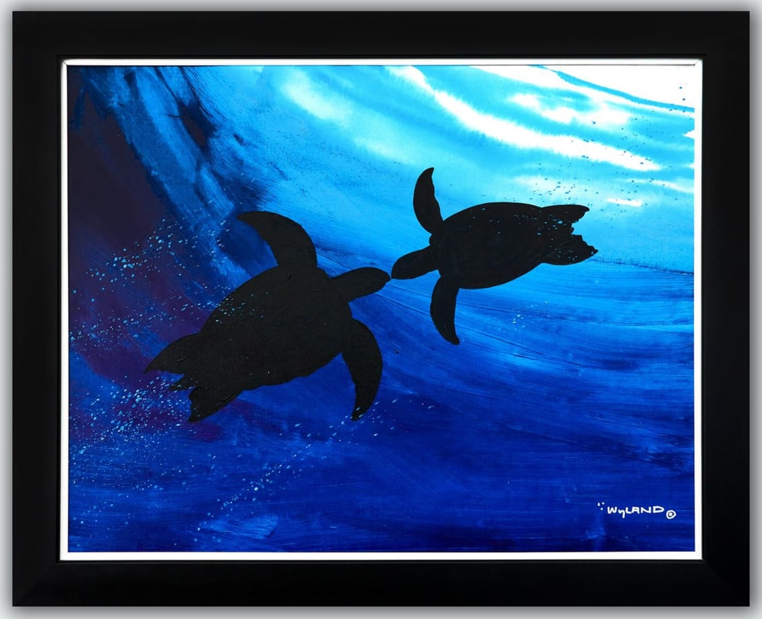 Wyland- Original Painting on Canvas "Heading for the surface": Artist: Wyland. Medium: Original Painting on Canvas. Title: Heading for the surface. Size: 30" x 40". Measures approx. 35" x 44" (framed). Signature: Hand Signed by the artist. Certificate of