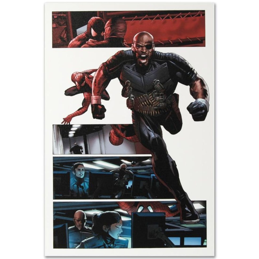 Marvel Comics "Ultimate Power #6" Numbered Limited Edition Giclee on Canvas by Greg Land with COA.: A piece of comic book history, this limited edition, from original art by Greg Land, depicts the classic characters Captain America, Thing, and Iron Man. Greg Land got his start as an illustrator for 