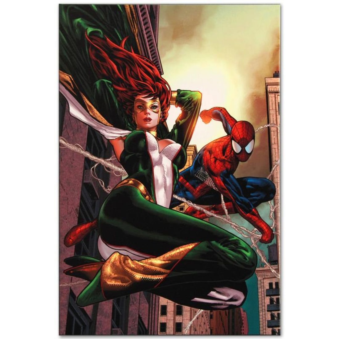 Marvel Comics "Amazing Spider-Man Family #6" Numbered Limited Edition Giclee on Canvas by Paulo: A piece of comic book history, this limited edition, from original art by Paulo Siqueira, depicts Spider-Man and Jackpot. A Brazilian comic book artist, Paulo Siqueira has been drawing for marvel sinc