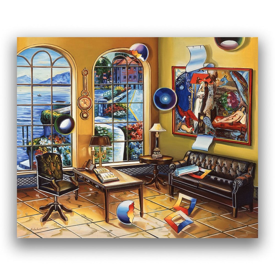 Alexander Astahov- Giclee on canvas "The Office": Artist: Alexander Astahov. Medium: Giclee on canvas. Title: The Office. Size: 20" x 24". Signature: Signed and numbered. Certificate of Authenticity: Is included. Additional: Limited edition of 36. Re