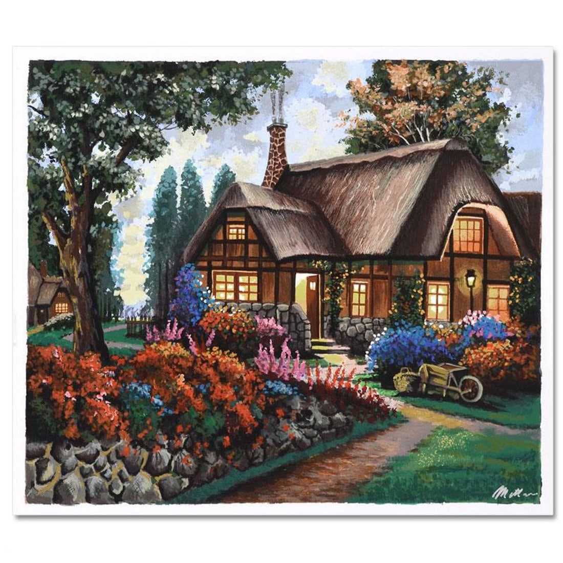 Anatoly Metlan, "Country House" Limited Edition Serigraph, Numbered and Hand Signed with Certificate: Country House is a limited edition serigraph on paper by Anatoly Metlan, numbered and hand signed by the artist. Includes Certificate of Authenticity. Measures approx. 20" x 17" (with border), 18" x 1