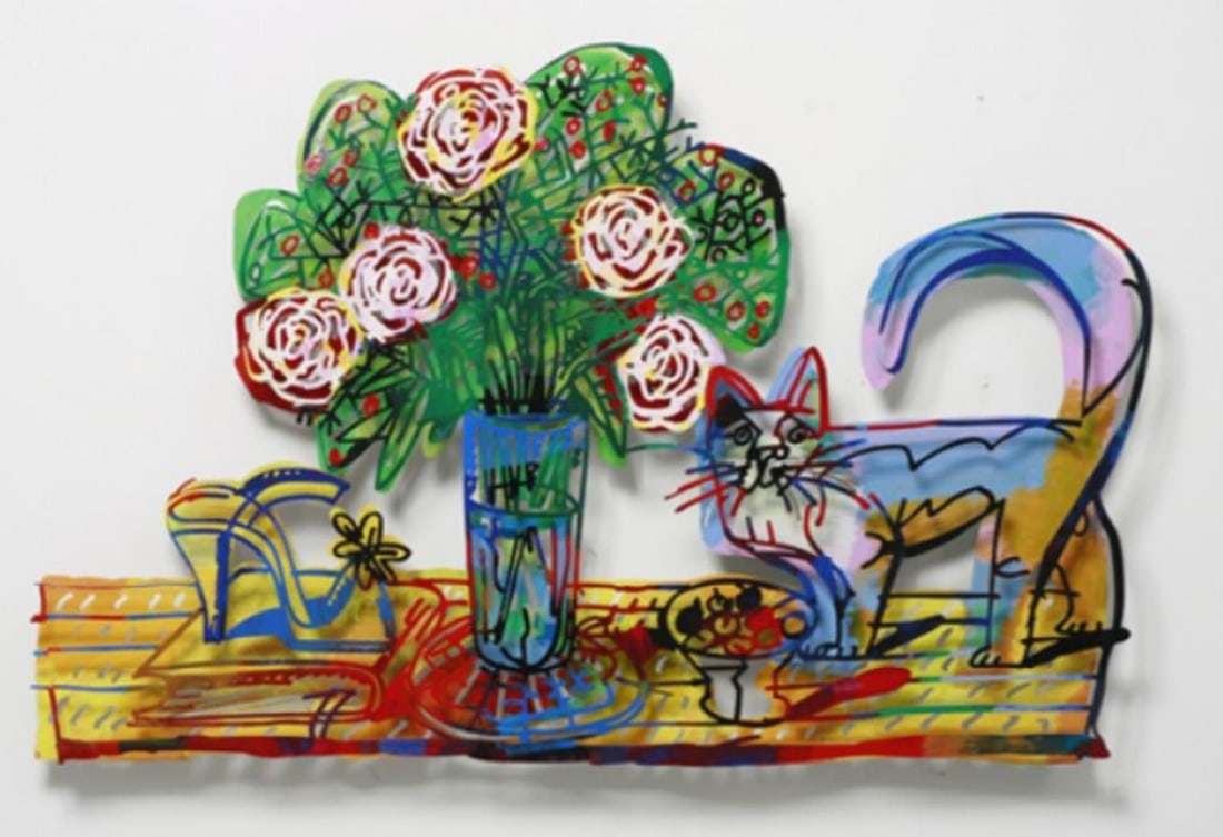 David Gerstein- Mixed Media Cutout Aluminum "Macho": Artist: David Gerstein. Medium: Mixed Media Cutout Aluminum. Title: Macho. Size: 47" x 31". Signature: Signed and numbered. Certificate of Authenticity: Is included. Additional: Edition of 75.