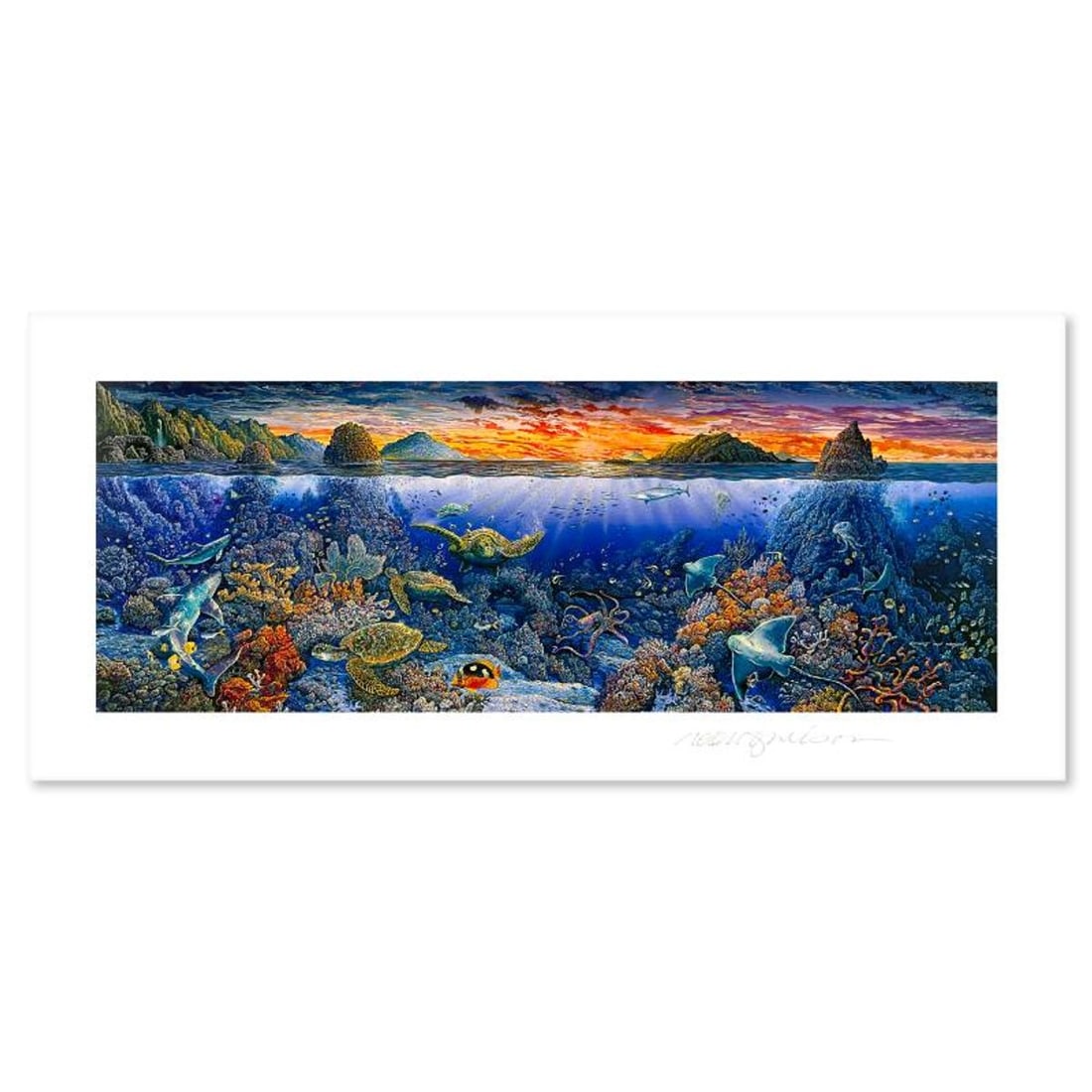 Robert Lyn Nelson, "Sweeping Hana Vistas" Limited Edition Mixed Media, Numbered and Hand Signed with: Sweeping Hana Vistas is a limited edition mixed media on paper by Robert Lyn Nelson, numbered and hand signed by the artist. Includes Letter of Authenticity. Measures approx. 31" x 15" (border), 27"