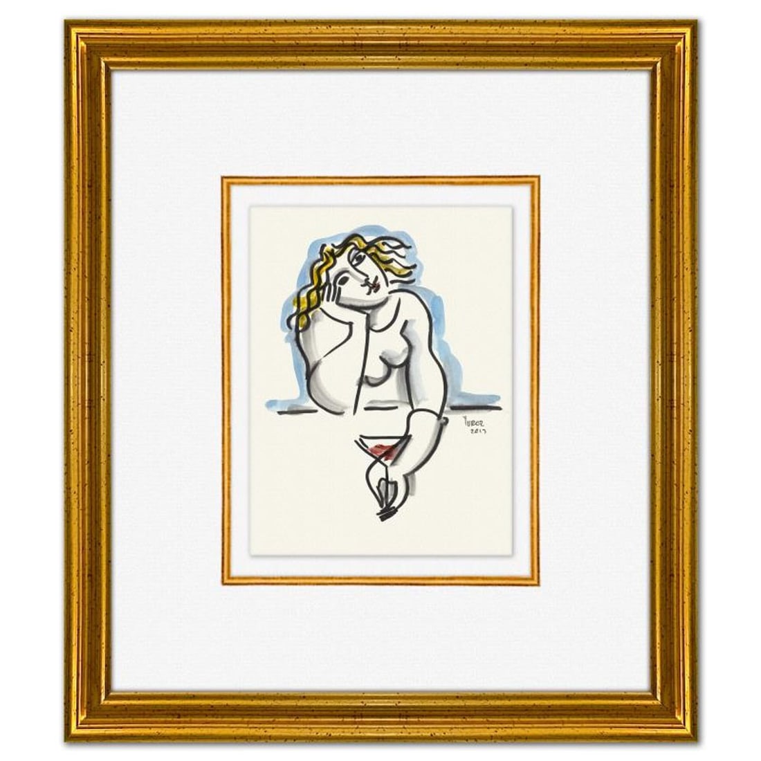 Yuroz, Framed Original Painting, Hand Signed with Letter of Authenticity.: This is an original painting on paper by Yuroz, hand signed by the artist. This piece comes custom framed on linen. Includes Letter of Authenticity. Measures approx. 16" x 14" (frame), 8" x 6" (image)