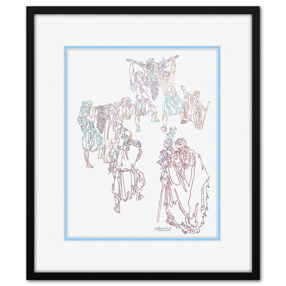 Guillaume Azoulay- Original Pen and Ink Drawing "BH 94 LWSPV": Artist: Guillaume Azoulay. Medium: Original Pen and Ink Drawing. Title: BH 94 LWSPV. Size: 15" x 12". Measures approx. 21" x 18" (framed). Signature: Hand Signed. Additional: Minor damages to the glas