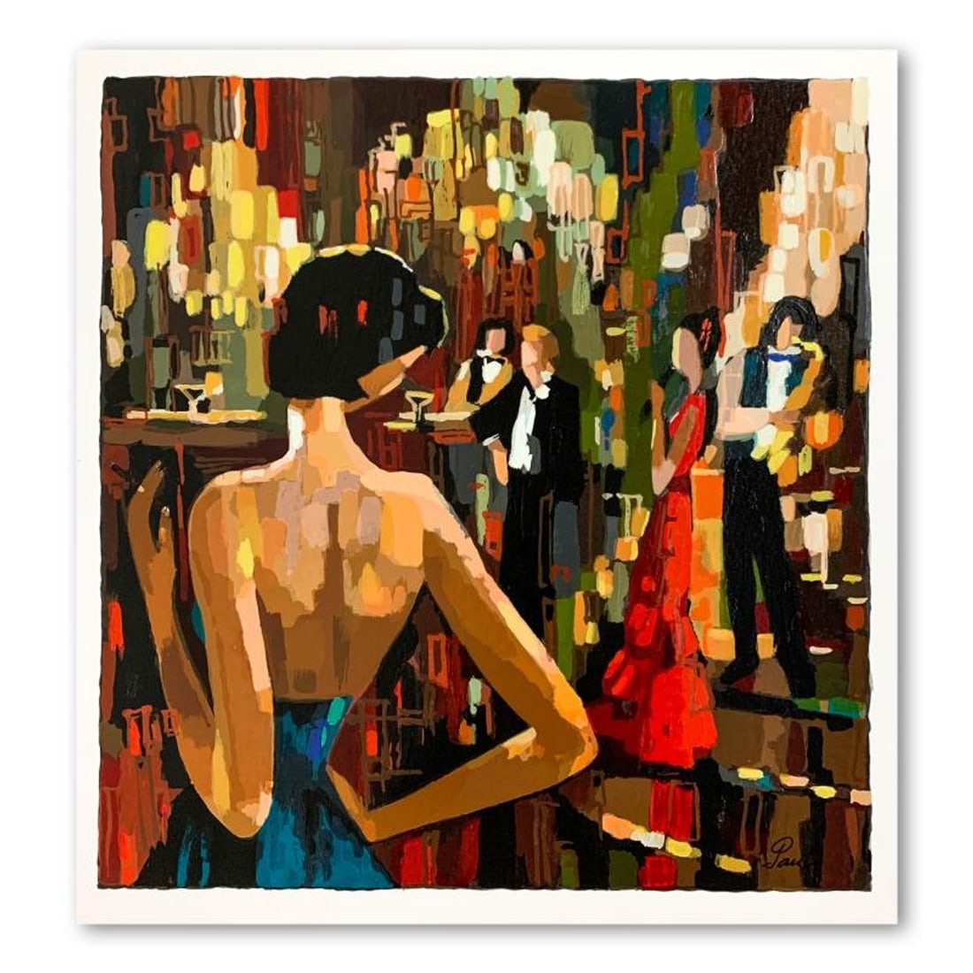 Nelly Panto, "Cocktail" Hand Signed Limited Edition Serigraph on Paper with Letter of Authenticity.: Cocktail is a limited edition serigraph on paper by Nelly Panto that is numbered, hand signed and accompanied by a letter of authenticity. Measures approximately 16.5" x 15" (border), 15" x 13.5" (ima