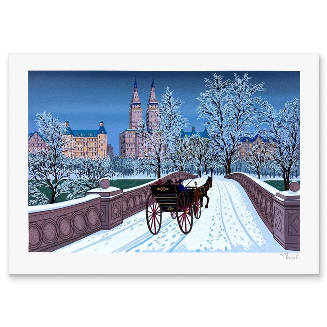 Fanch Ledan, "Romantic Promenade" Limited Edition Serigraph, AP Numbered and Hand Signed with Letter: Romantic Promenade is a limited edition serigraph on paper by Fanch Ledan, AP numbered and hand signed by the artist. Includes Letter of Authenticity. Measures approx. 13" x 18" (border), 10.5" x 16" 