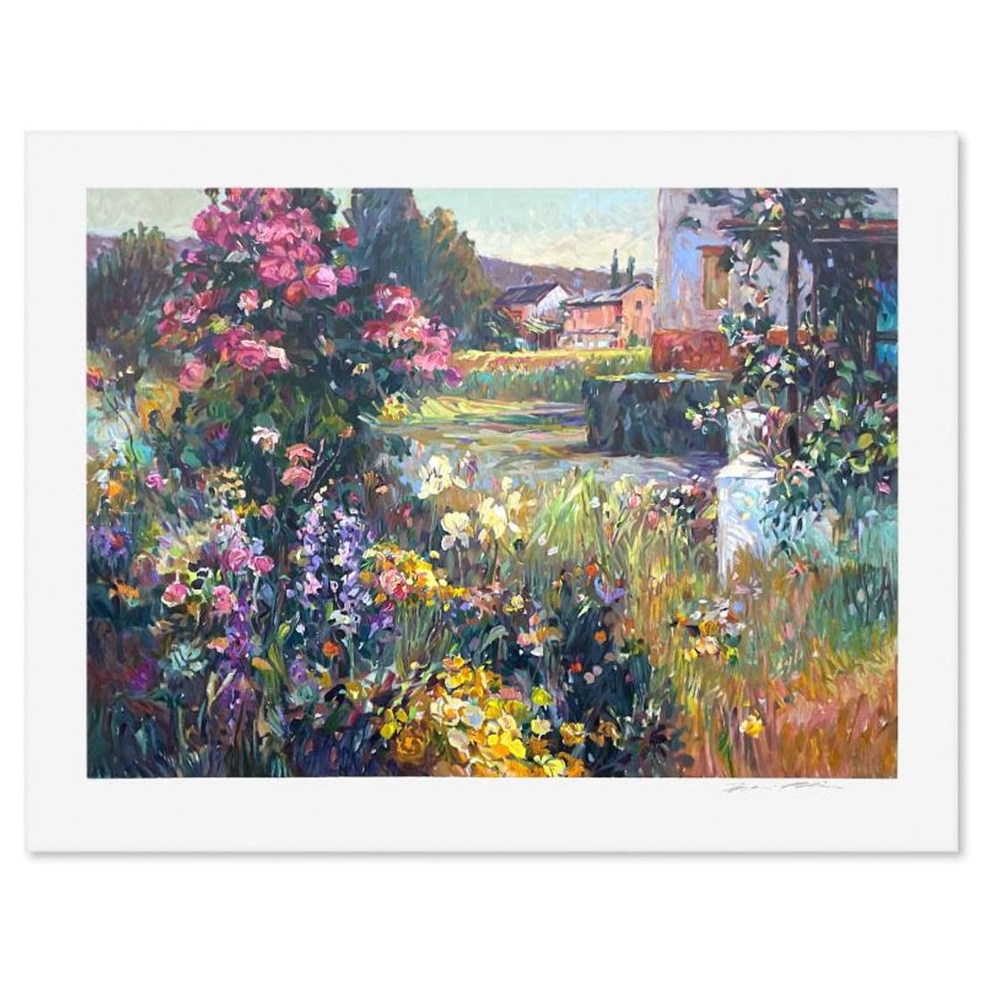 Henri Plisson (1933-2006), "Climbing Rose" Limited Edition Serigraph, Numbered and Hand Signed with: Climbing Rose is a limited edition serigraph on paper by Henri Plisson (1933-2006), numbered and hand signed by the artist. Includes Letter of Authenticity. Measures approx. 30.5" x 38.5" (border), 25