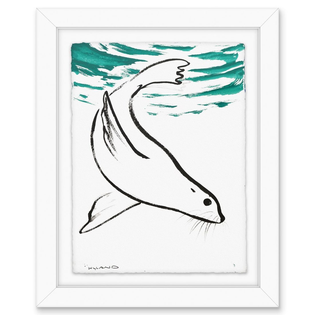 Wyland- Original Sumi Ink Painting "Sea Lion": Artist: Wyland. Medium: Original Sumi Ink Painting. Title: Sea Lion. Size: 30" x 22". Measures approx. 39" x 32" (framed). Signature: Hand signed. Certificate of Authenticity: Is included. Reference#: