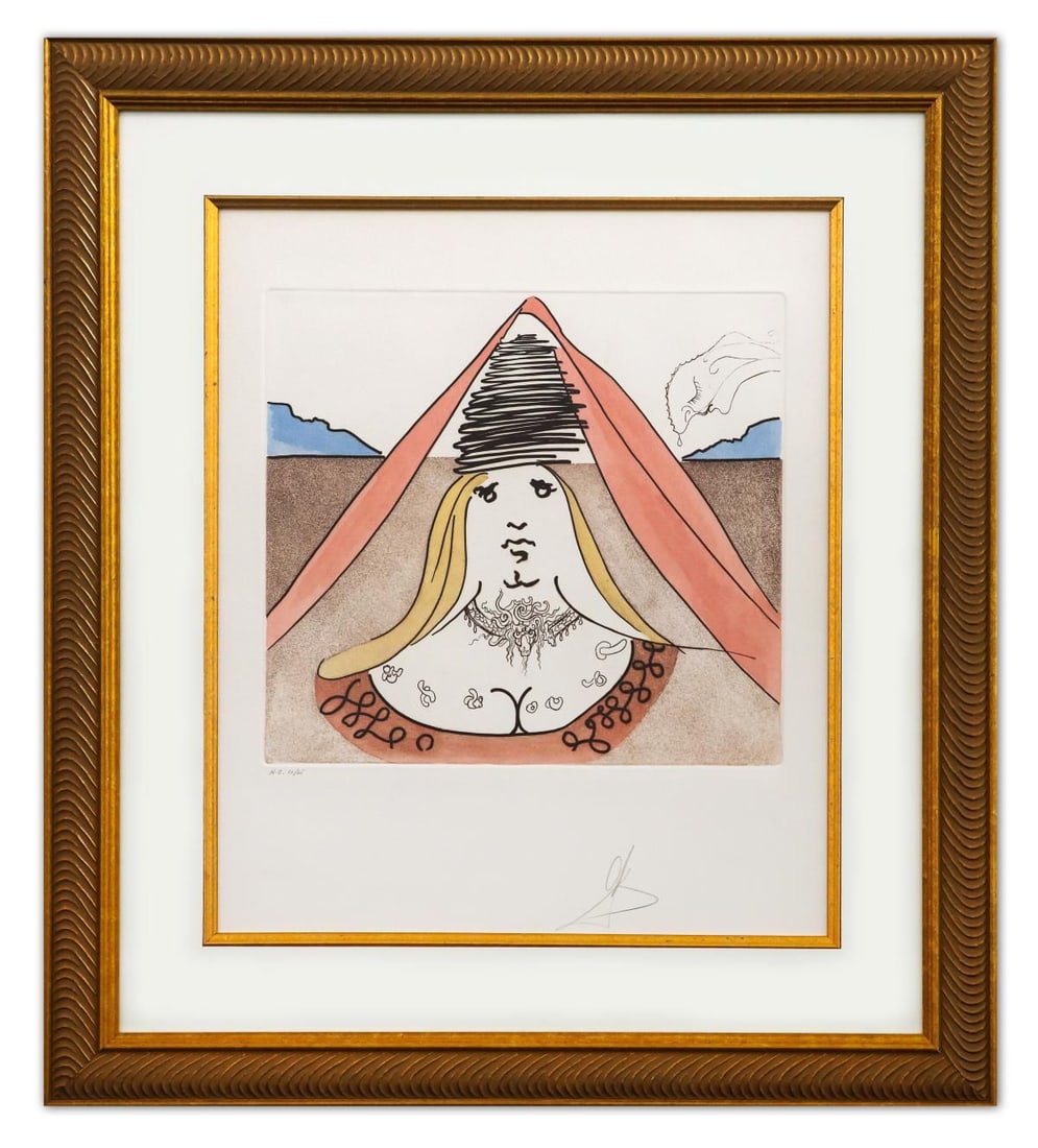 Salvador Dali- Original Lithograph "Lady Dulcinea": Artist: Salvador Dali. Medium: Original Lithograph. Title: Lady Dulcinea. Size: 24" x 21". Measures approx. 36" x 32" (framed). Signature: Hand Signed and numbered by the artist. Certificate of Authen