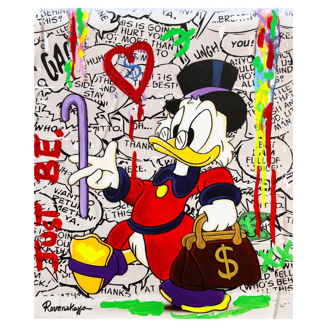 Nastya Rovenskaya- Mixed Media on Canvas "Uncle Scrooge" (1 of 2)