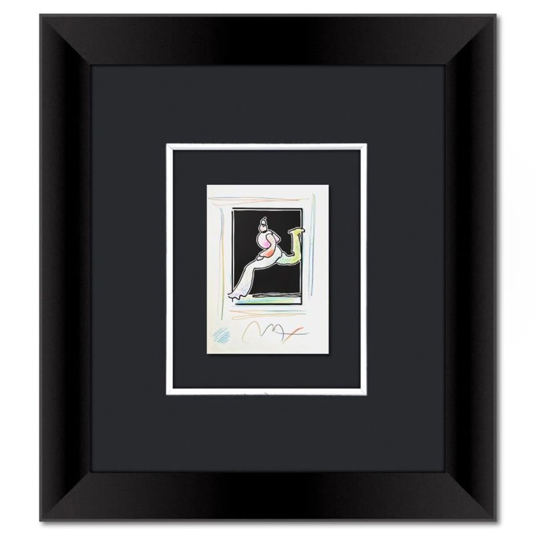 Peter Max, Framed One-of-a-Kind Mixed Media, Hand Signed with Registration Number Certifying: This is a one-of-a-kind mixed media on paper, hand signed by Peter Max. The piece comes custom framed with a backside cutout to display Peter Max Studio registration number 372294 certifying authentic