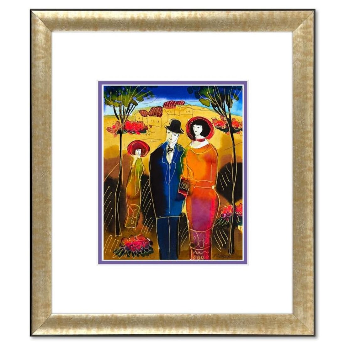 Moshe Leider, Framed Original Mixed Media Watercolor Painting, Hand Signed with Letter of: This is an original mixed media watercolor painting on paper by Moshe Leider. Hand signed by the artist, this piece comes custom framed and includes a Letter of Authenticity. Measures approximately