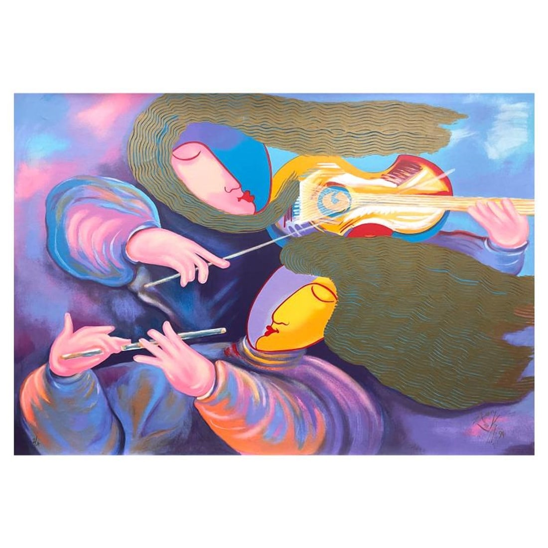 Lun Zen, "Musical Taste" Limited Edition Printer's Proof on Canvas, Numbered 2/4 and Hand Signed: Musical Taste is a limited edition printer's proof on canvas by Lun Zen, numbered 2/4 and hand signed by the artist. Includes Letter of Authenticity. Measures approx. 28" x 38" (image). There is a ver