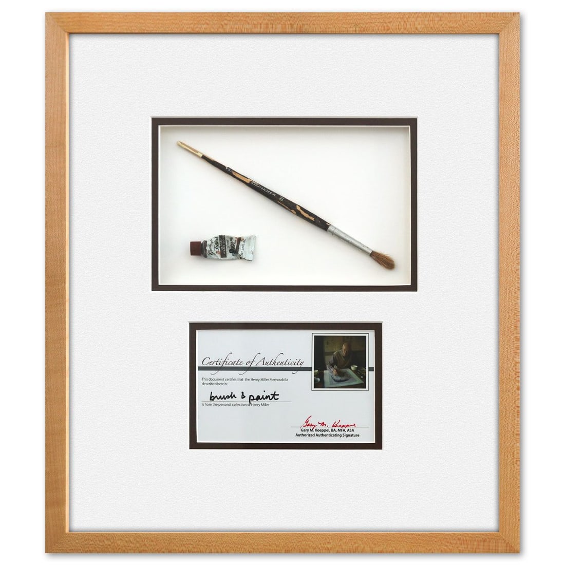 Henry Miller- Mixed Media Collage: Artist: Henry Miller. Medium: Mixed Media Collage. Size: 5" x 8". Measures approx. 17" x 15" (framed). Reference#: 74531.