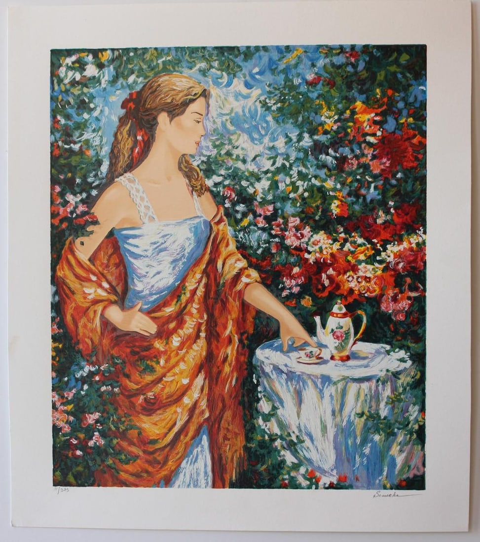 Igor Semeko- Original Serigraph on Paper "Tea Time": Artist: Igor Semeko. Medium: Original Serigraph on Paper. Title: Tea Time. Size: 19.5" x 16". Signature: Hand Signed by the Artist. Certificate of Authenticity: From the publisher. Reference#: 20900.