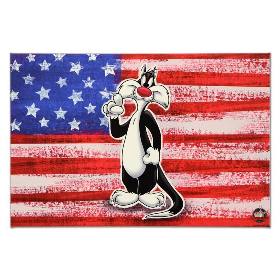 Looney Tunes, "Patriotic Series: Sylvester" Numbered Limited Edition on Canvas with COA. This piece: Patriotic Series: Sylvester is a limited edition giclee on gallery wrapped canvas by Looney Tunes. This piece comes from an edition of 250 and bears an imprint of Looney Tunes' official seal. Includes