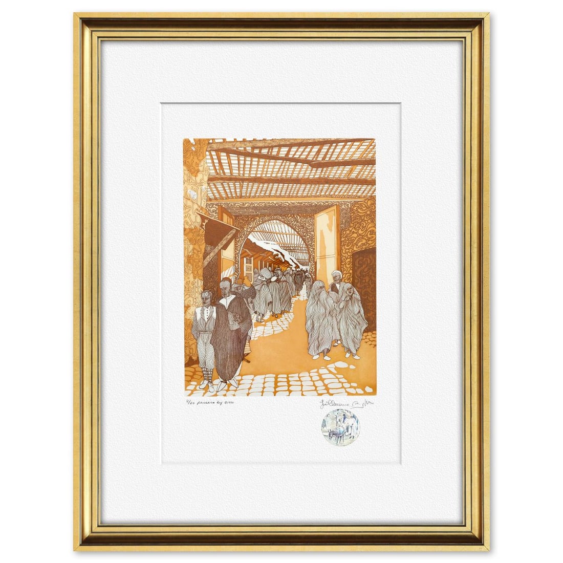 Guillaume Azoulay- Original Etching: Artist: Guillaume Azoulay. Medium: Original Etching. Size: 22" x 14". Measures approx. 33" x 25" (framed). Signature: Hand signed and numbered. Additional: 45708. Reference#: 10089.