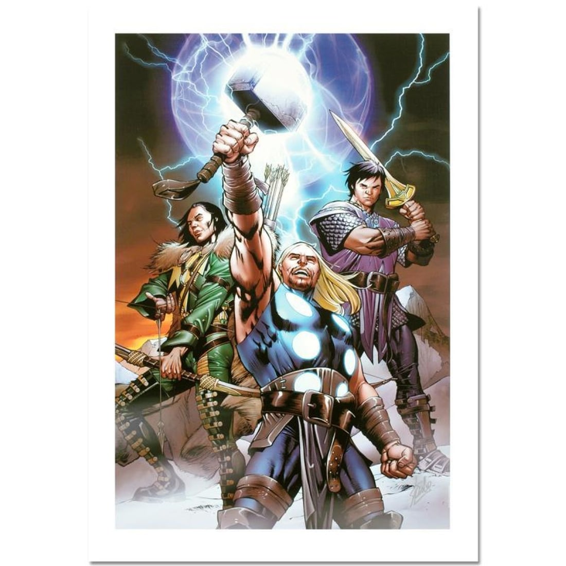 Stan Lee Signed, Marvel Comics "Ultimate Thor #3" Limited Edition Canvas 5/10 with Certificate of: Ultimate Thor #3 is a limited edition giclee on canvas with art by Carlos Pacheco. Officially licensed by Marvel, this piece is numbered 5/10 and hand signed by creative legend Stan Lee (1922-2018). T