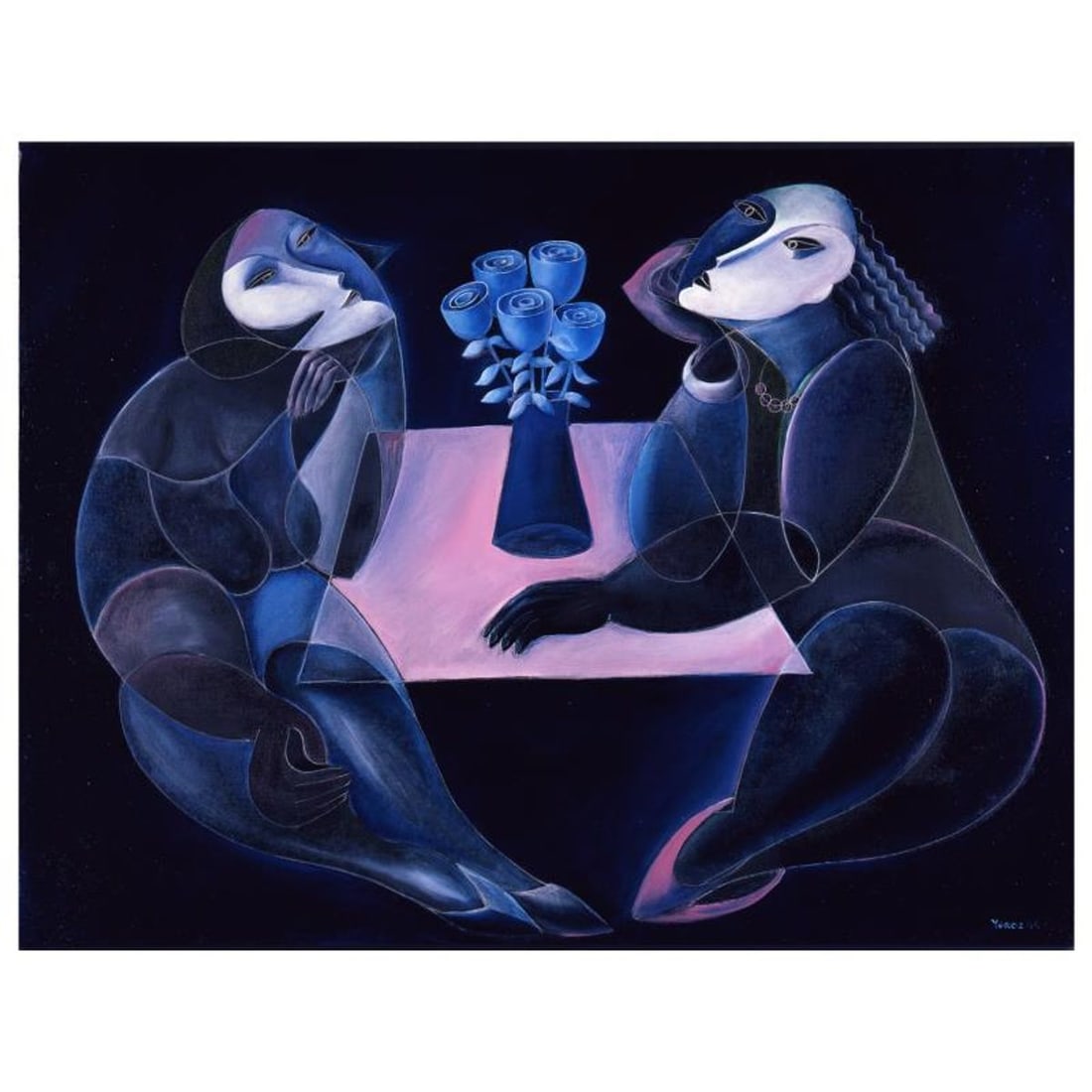 Yuroz, "Table Of Negotiation" Hand Signed Limited Edition Serigraph with Certificate of: Table Of Negotiation is a limited edition serigraph on archival paper by Yuroz. The piece is hand signed by the artist, numbered, and accompanied by a certificate of authenticity. Measures approximate