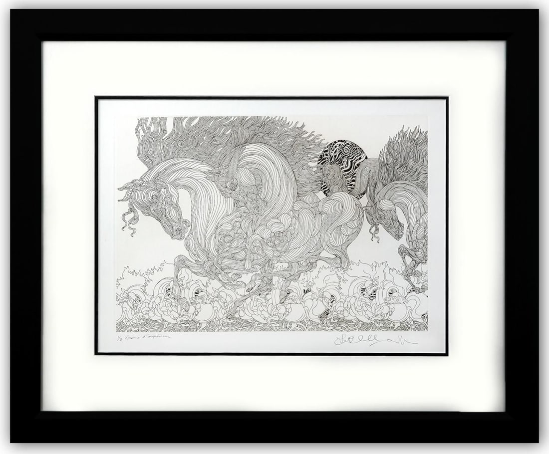 Guillaume Azoulay- Original Etching: Artist: Guillaume Azoulay. Medium: Original Etching. Size: 16" x 22". Measures approx. 27" x 34" (framed). Signature: Hand Signed and Numbered by the artist. Certificate of Authenticity: Is included. 