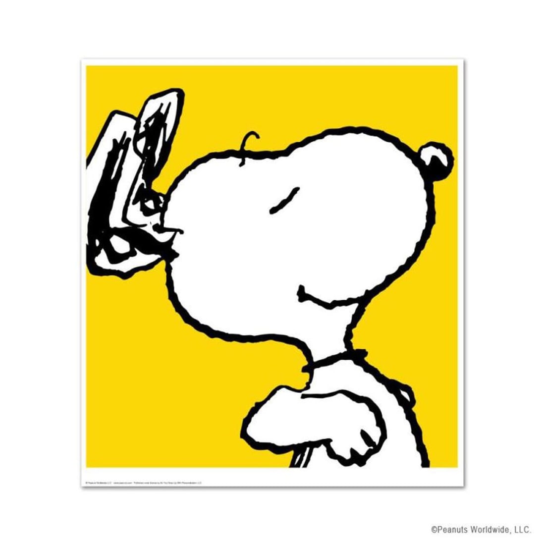 Peanuts, "Snoopy: Yellow" Hand Numbered Limited Edition Fine Art Print with Certificate of: A vibrant and striking edition portraying the simple yet emotive art of Charles. M. Schulz, creator of PEANUTS . You'll love the color, it really POPS in person! It looks incredible on the wall and wi