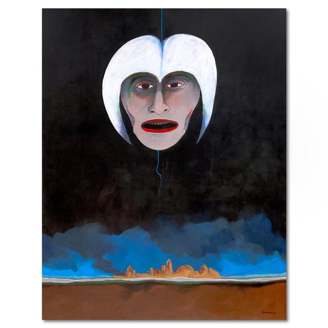 Milton Berwin (1925-2023), Original Painting on Canvas (64" x 50"), Dated 1999 and Hand Signed with: This is an original painting on stretched canvas by Milton Berwin (1925-2023), dated 1999 and hand signed by the artist. Includes Letter of Authenticity. Measures approx. 64" x 50" (image). Local